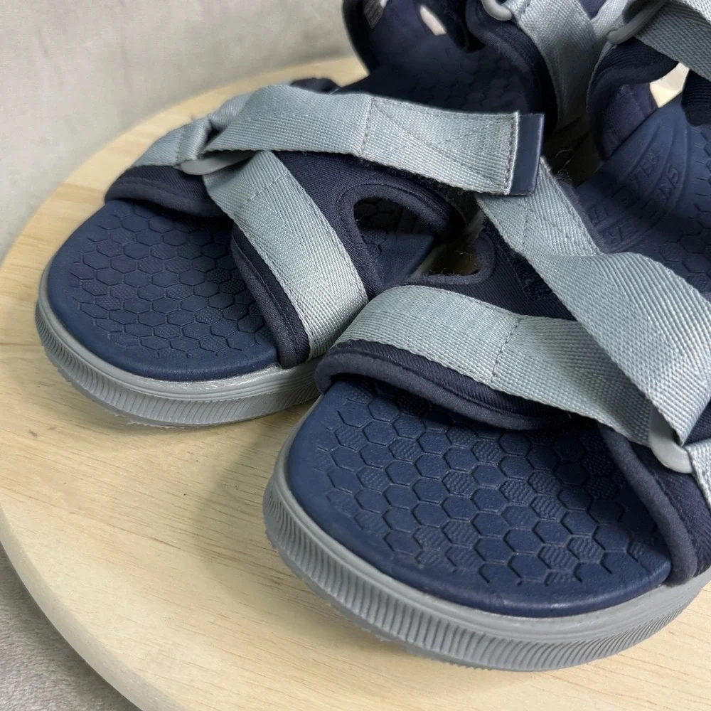 Skechers Relaxed Fit Mens‎ Navy Grey Athletic Hiking Sandals 237050 Size 12